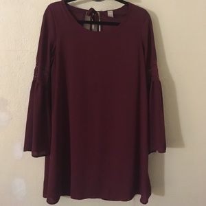 Maroon dress with bell sleeves